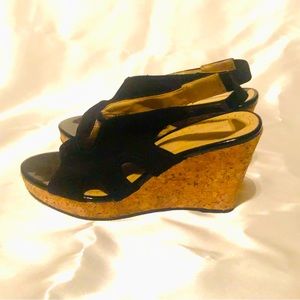 Adrienne Vittadini Wedge Sandals Black ECU